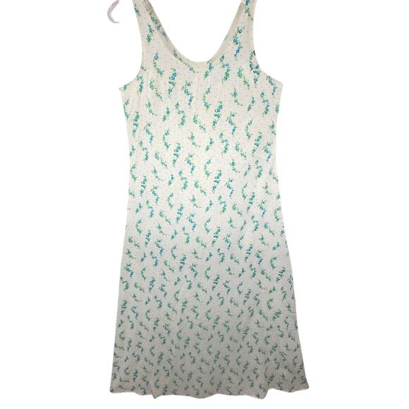 Vintage Handmade Swiss Dot Blue‎ Floral Sleeveless Cottagecore Shift Dress - Picture 1 of 12